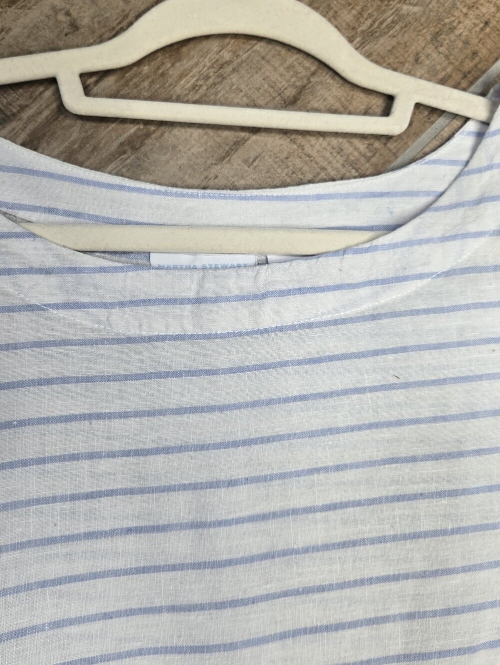 Martha Stewart Collection 100% Linen Top Boxy Crop Blouse White Stripes size XL - Picture 4 of 14